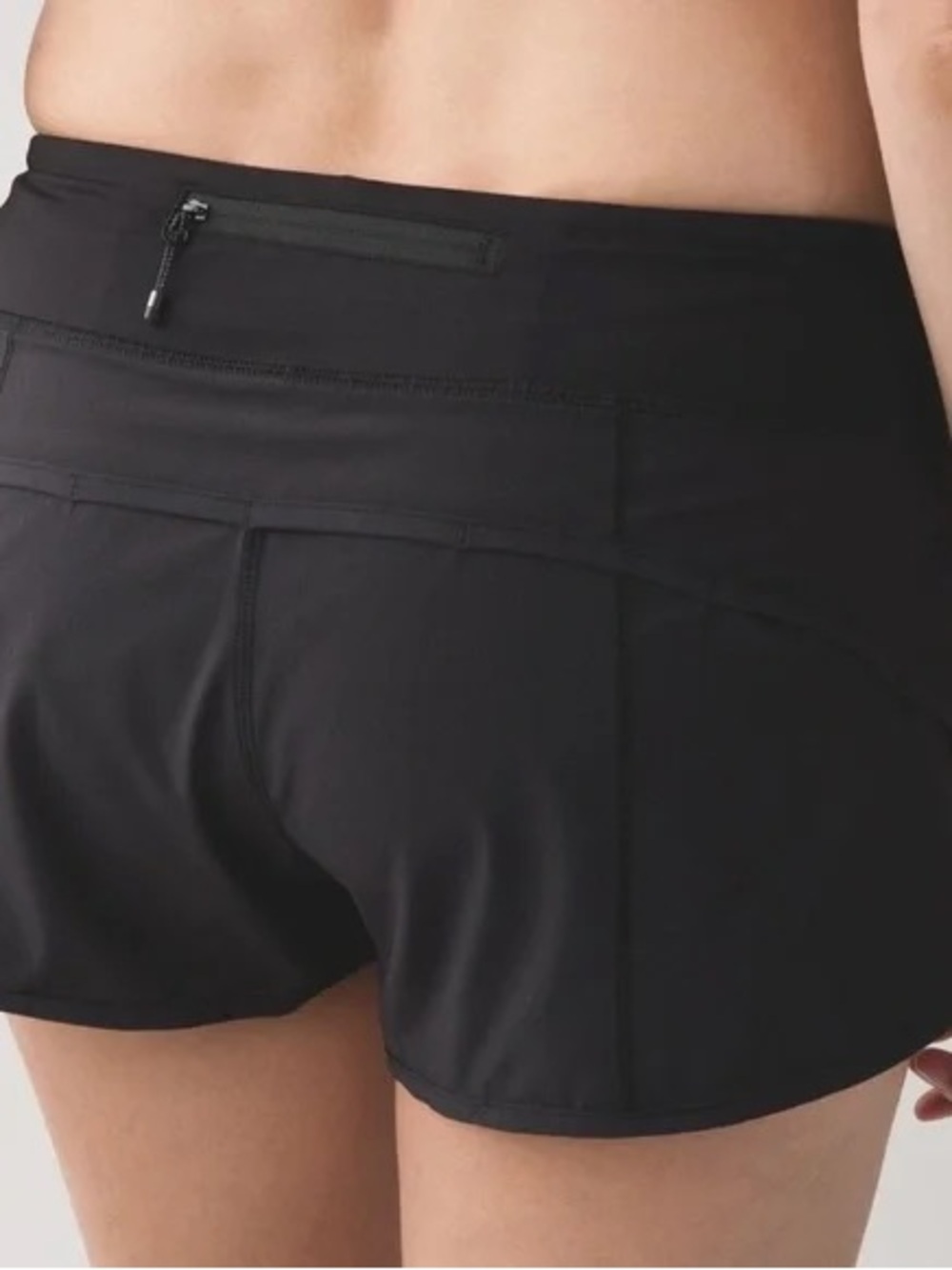 Women's Black Athletic Running Shorts with Zippered Back Pocket